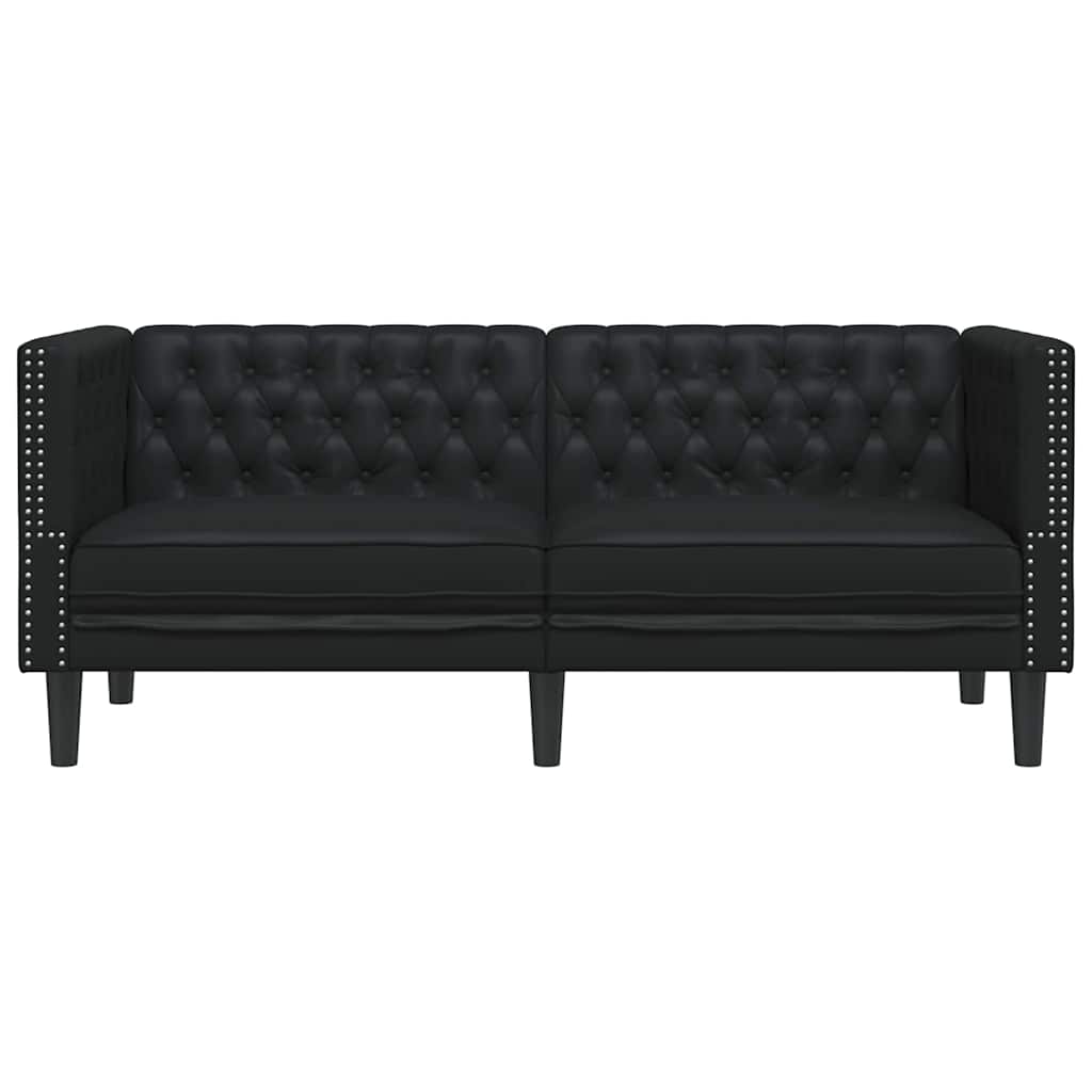 Chesterfield-Sofa Schwarz 174 x 74.5 x 70.5 cm Kunstleder