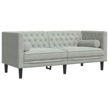 Chesterfield-Sofa mit Kissen Hellgrau 174 x 74.5 x 70.5 cm Samt