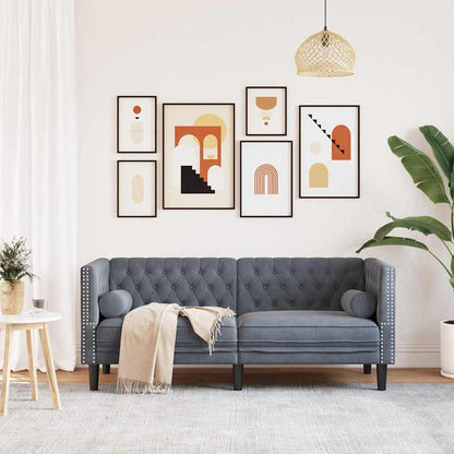 Chesterfield-Sofa Dunkelgrau 174 x 74.5 x 70.5 cm Samt