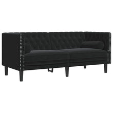 Chesterfield-Sofa mit Kissen Schwarz 174 x 74.5 x 70.5 cm Samt
