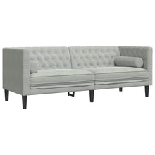 Chesterfield-Sofa mit Kissen Hellgrau 194 x 74.5 x 70.5 cm Samt