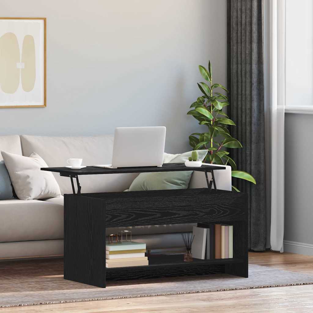 Couchtisch Schwarz Eichen-Optik 80 x 50.5 x 41.5 cm