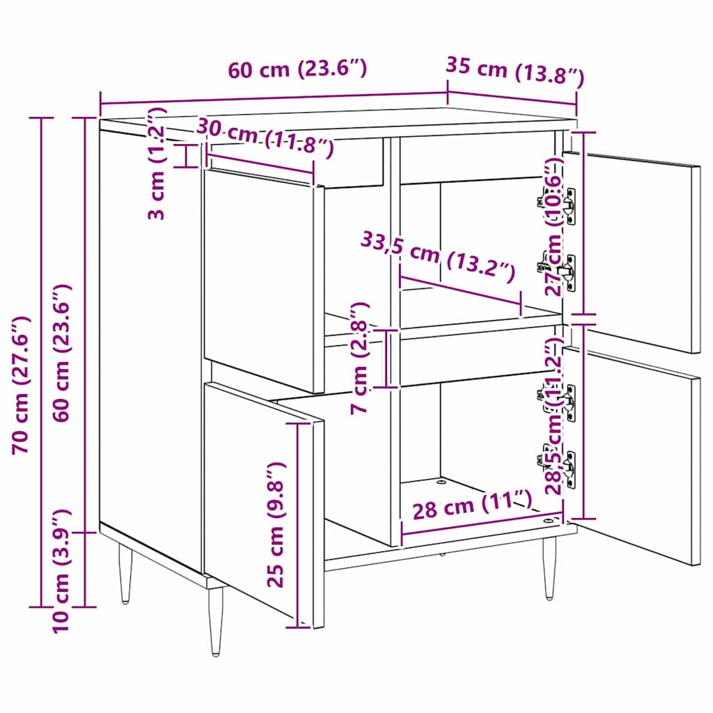 Sideboard Braun 60 x 35 x 70 cm Holzwerkstoff