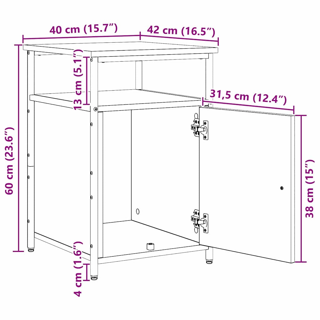 Nachttisch Artisan-Eiche Holzwerkstoff