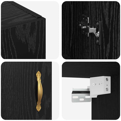 Wandschrank Schwarz Eichen-Optik 69.5 x 34 x 90 cm