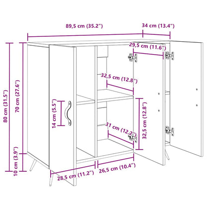 Sideboard Schwarz 90 x 34 x 80 cm Holzwerkstoff