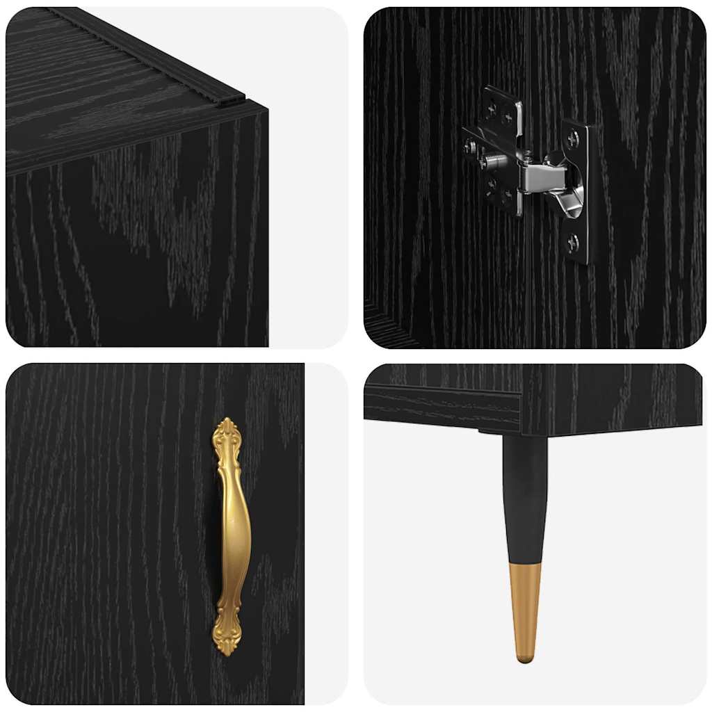 Sideboard Schwarz 90 x 34 x 80 cm Holzwerkstoff