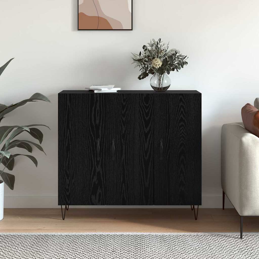 Sideboard Schwarz Eichen-Optik 90 x 34 x 80 cm Holzwerkstoff