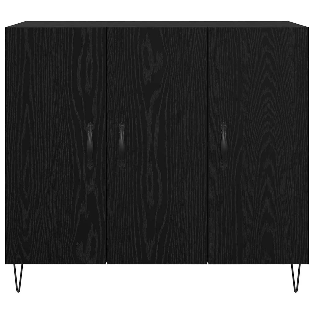 Sideboard Schwarz Eichen-Optik 90 x 34 x 80 cm Holzwerkstoff