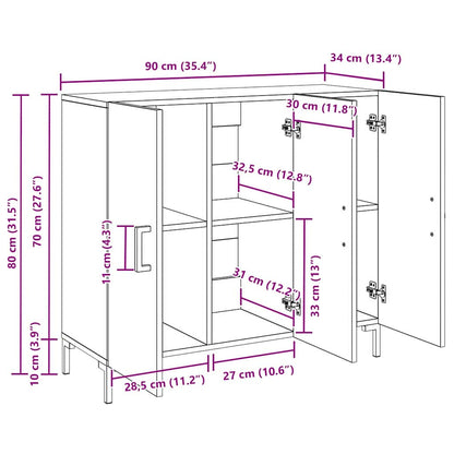 Sideboard Schwarz 90 x 34 x 80 cm Holzwerkstoff
