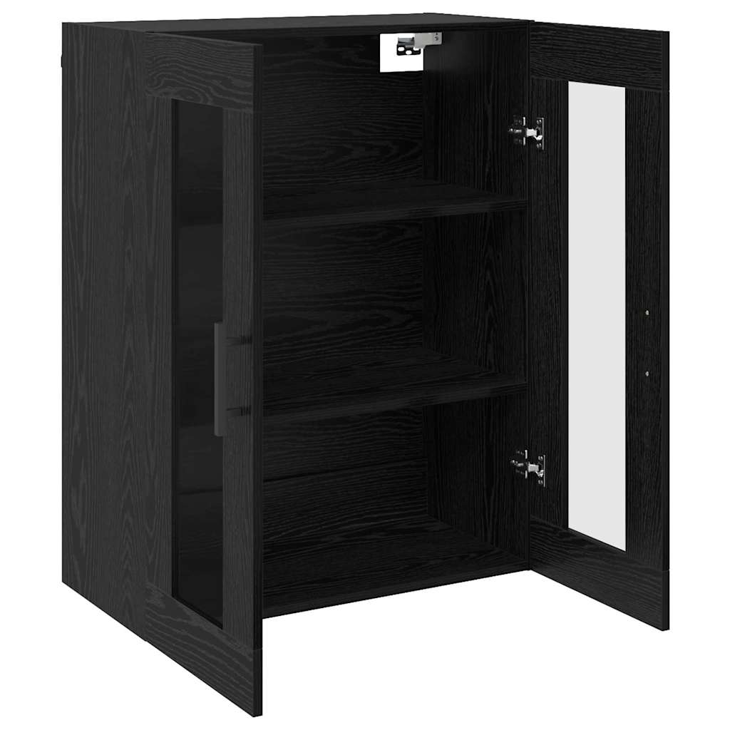 Wandschrank Wandmontiert Schwarz Eichen-Optik 69.5 x 34 x 90 cm