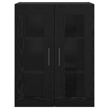 Wandschrank Wandmontiert Schwarz Eichen-Optik 69.5 x 34 x 90 cm
