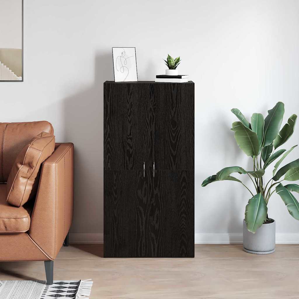 Büroschrank Schwarz Eichen-Optik 60 x 32 x 115 cm Holzwerkstoff