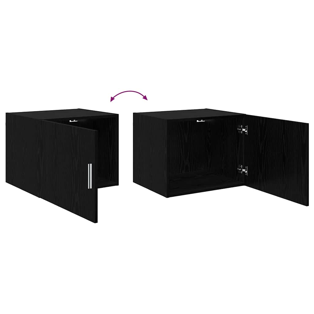 Wandschrank Wandmontiert Schwarz Eichen-Optik 50 x 42,5 x 40 cm