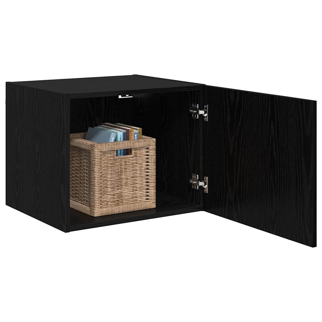 Wandschrank Wandmontiert Schwarz Eichen-Optik 50 x 42,5 x 40 cm