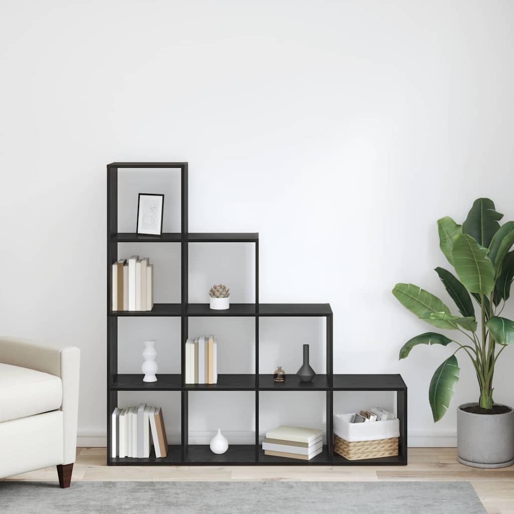 Raumteiler Bücherregal Schwarz Eichen-Optik