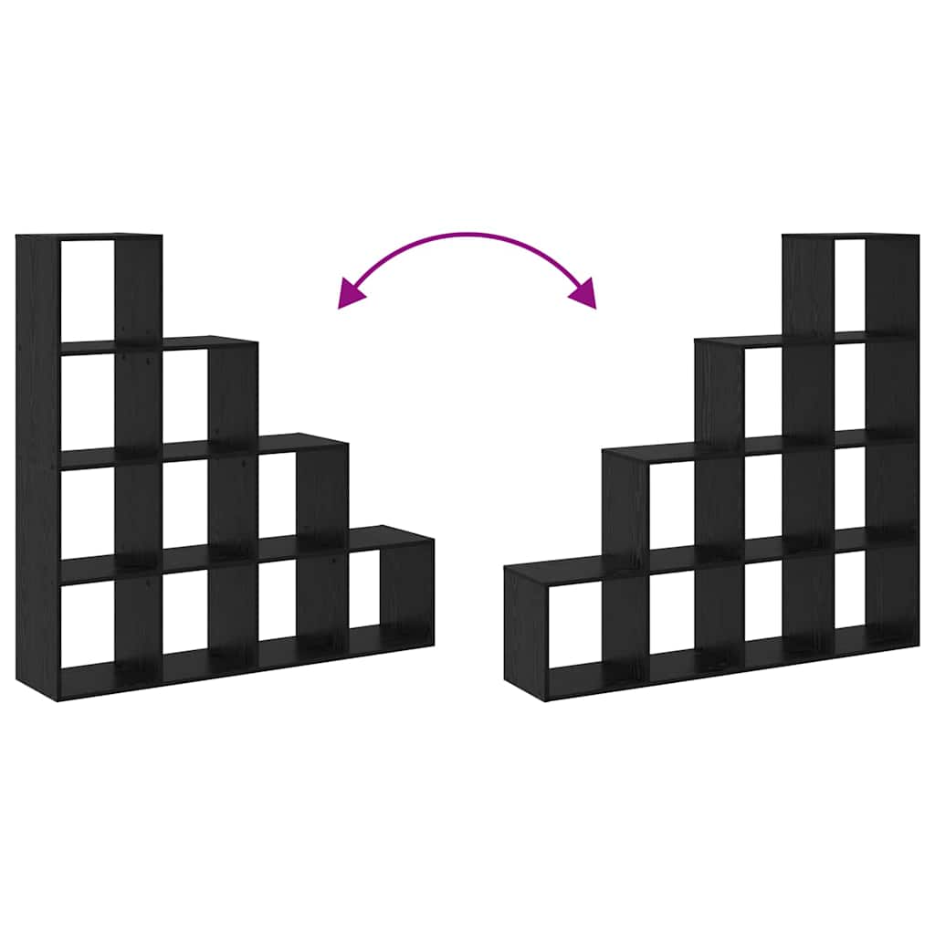 Raumteiler Bücherregal Schwarz Eichen-Optik