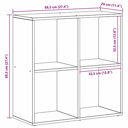 Bücherregal Schwarz Eichen-Optik 69,5 x 29 x 69,5 cm