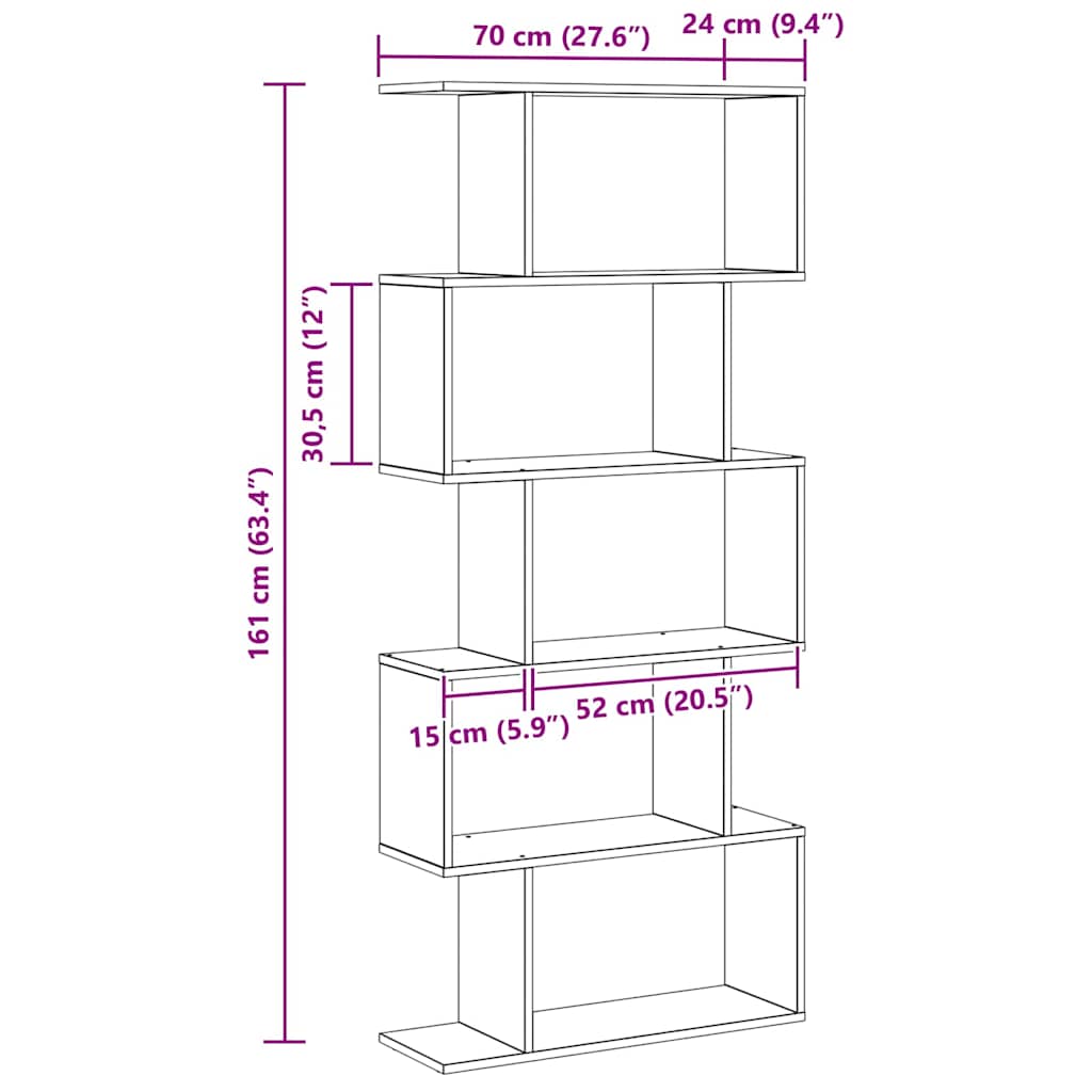 Bücherregal Braun 70 x 24 x 161 cm Holzwerkstoff