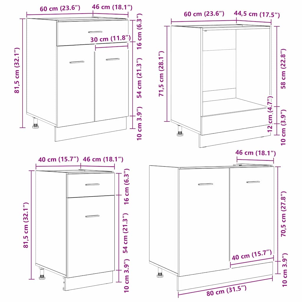 Küchenschrank-Set Lyon 8 pcs Räuchereiche 240 x 46 x 81,5 cm