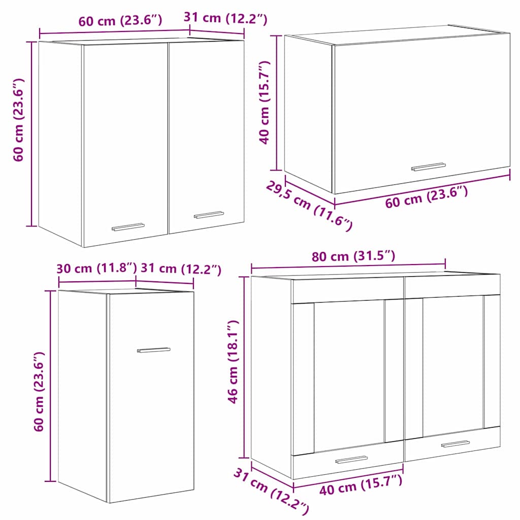 Küchenschrank-Set Lyon 8 pcs Räuchereiche 240 x 46 x 81,5 cm