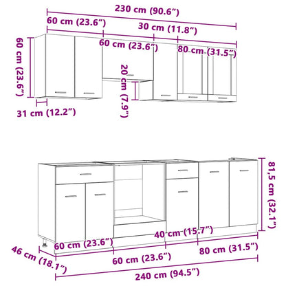 Küchenschrank-Set Lyon 8 pcs Graues Sonoma 240 x 46 x 81,5 cm