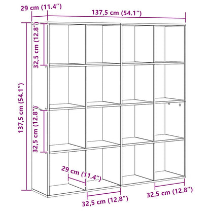 Bücherregal Schwarz Eichen-Optik 137,5 x 29 x 137,5 cm