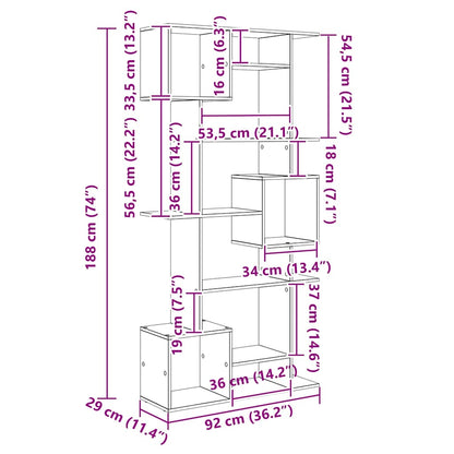 Bücherregal Schwarz Eichen-Optik 92 x 29 x 188 cm Holzwerkstoff