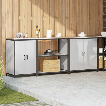 Küchenlager-Set mit Tür 3 pcs Silber 240 x 50 x 92 cm Edelstahl