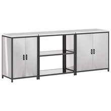 Küchenlager-Set mit Tür 3 pcs Silber 240 x 50 x 92 cm Edelstahl