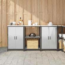 Küchenlager-Set mit Tür 3 pcs Silber 180 x 50 x 92 cm Edelstahl