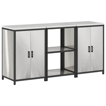 Küchenlager-Set mit Tür 3 pcs Silber 180 x 50 x 92 cm Edelstahl