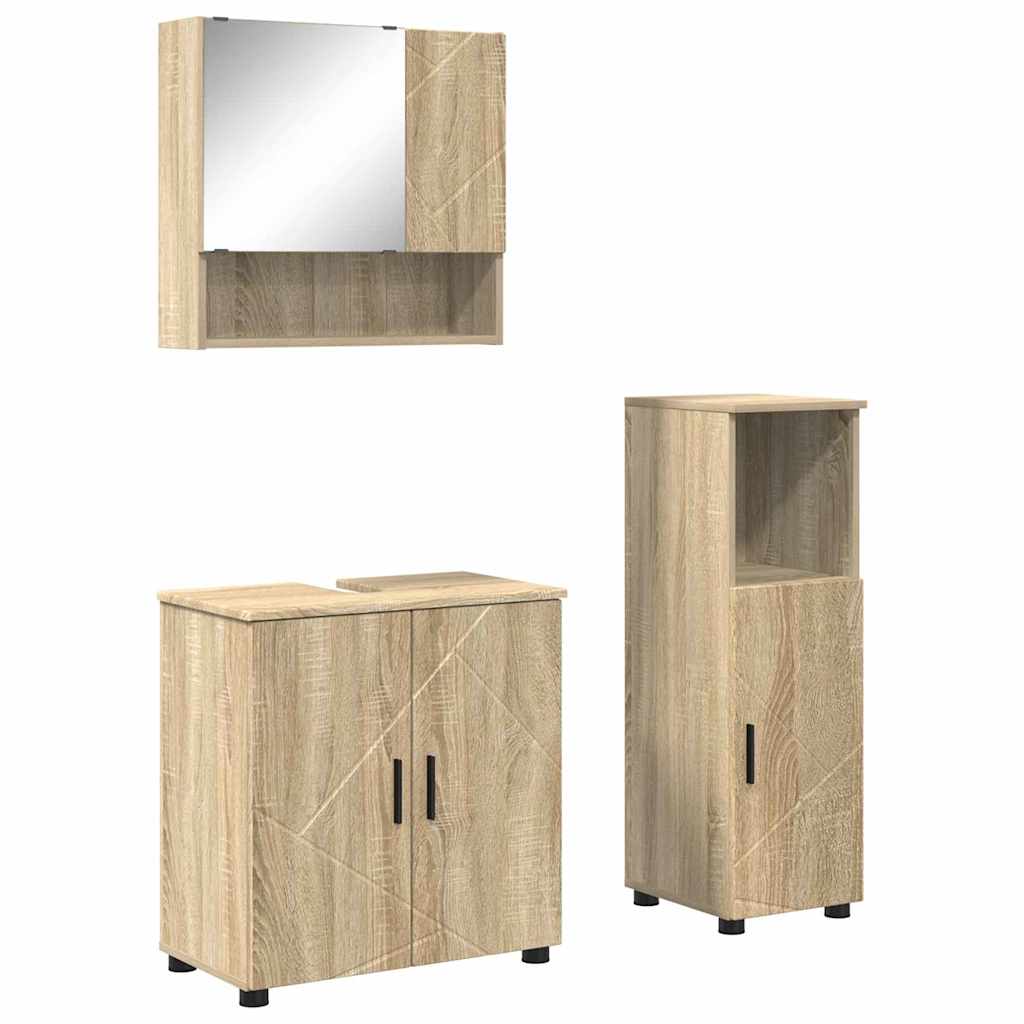 Badezimmermöbel Set mit Tür 3 pcs Sonoma-Eiche 61 x 35 x 64 cm