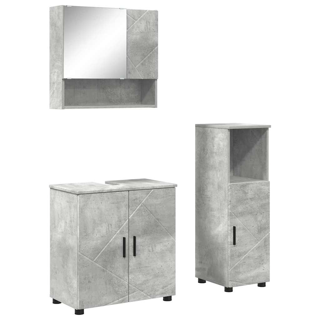 Badezimmermöbel Set mit Tür 3 pcs Betongrau 61 x 35 x 64 cm