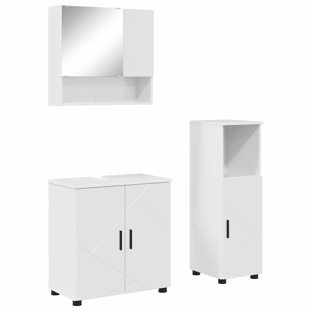 Badezimmermöbel Set 3 pcs Hochglanz-Weiß 61 x 35 x 64 cm