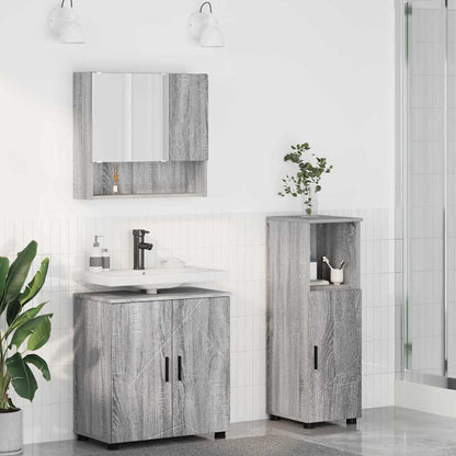 Badezimmermöbel Set mit Tür 3 pcs Grau Sonoma 61 x 35 x 64 cm