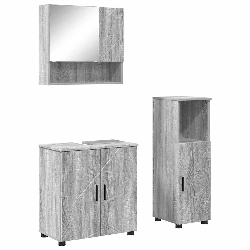 Badezimmermöbel Set mit Tür 3 pcs Grau Sonoma 61 x 35 x 64 cm