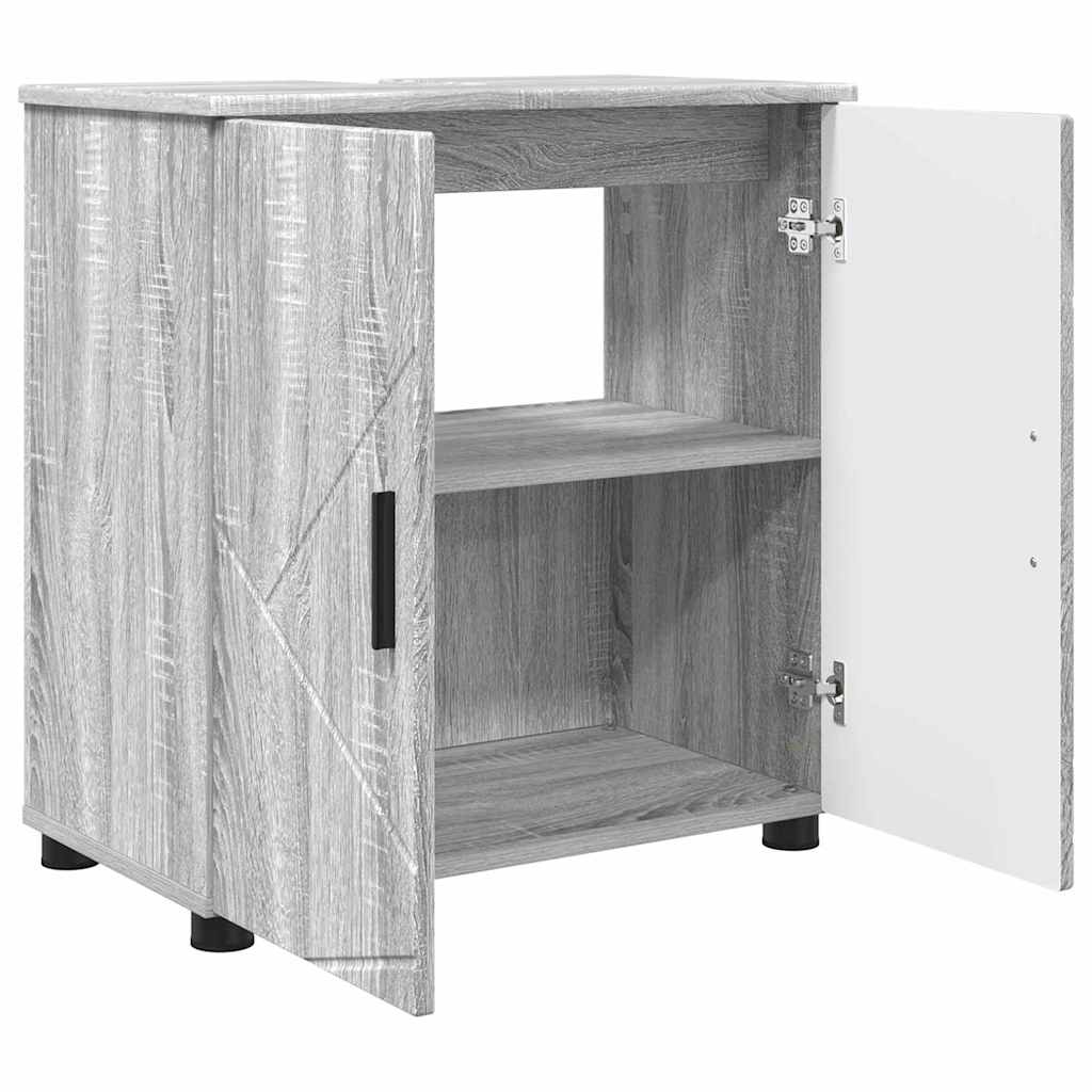 Badezimmermöbel Set mit Tür 3 pcs Grau Sonoma 61 x 35 x 64 cm