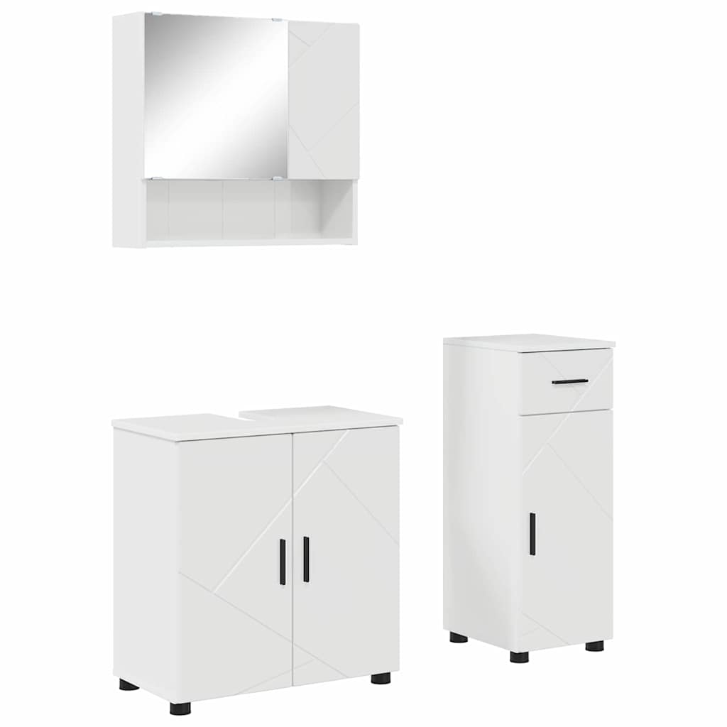 Badezimmermöbel Set 3 pcs Hochglanz-Weiß 61 x 35 x 64 cm