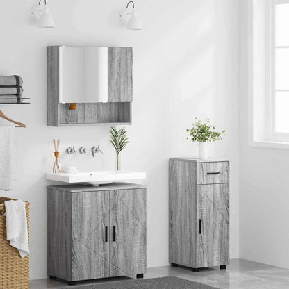 Badezimmermöbel Set mit Tür 3 pcs Grau Sonoma 61 x 35 x 64 cm