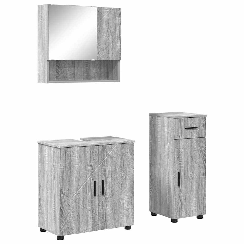 Badezimmermöbel Set mit Tür 3 pcs Grau Sonoma 61 x 35 x 64 cm