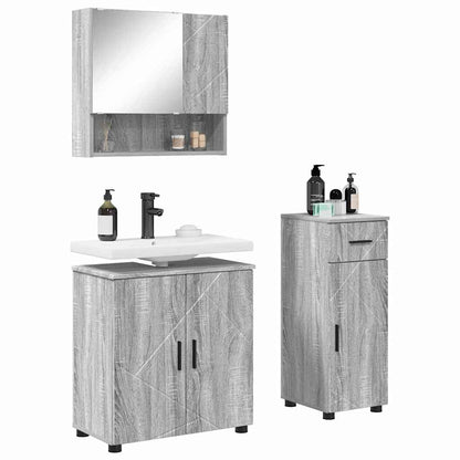 Badezimmermöbel Set mit Tür 3 pcs Grau Sonoma 61 x 35 x 64 cm