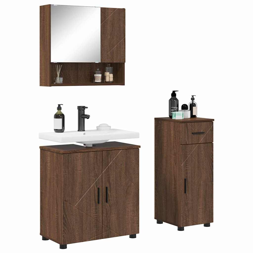 Badezimmermöbel Set 3 pcs Braun Eichen-Optik 61 x 35 x 64 cm