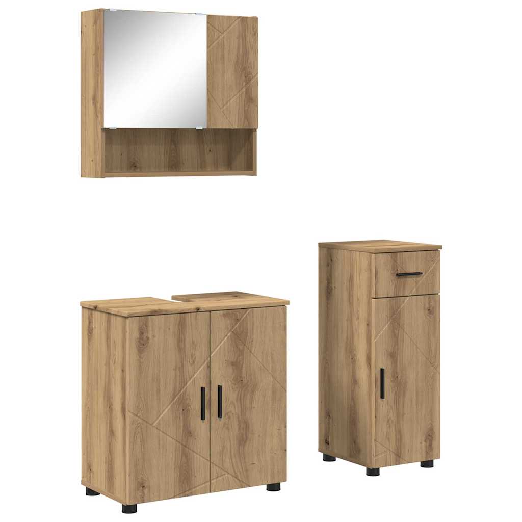 Badezimmermöbel Set mit Tür 3 pcs Artisan-Eiche 61 x 35 x 64 cm