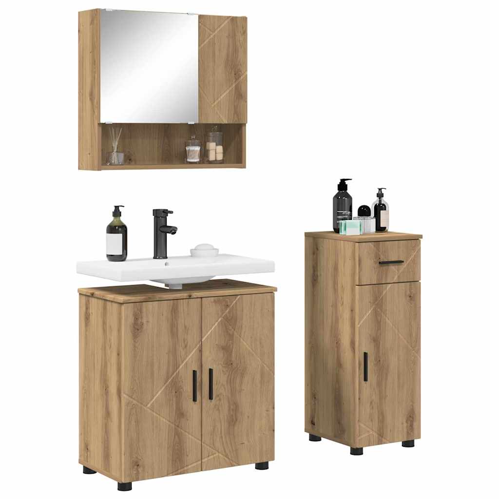 Badezimmermöbel Set mit Tür 3 pcs Artisan-Eiche 61 x 35 x 64 cm