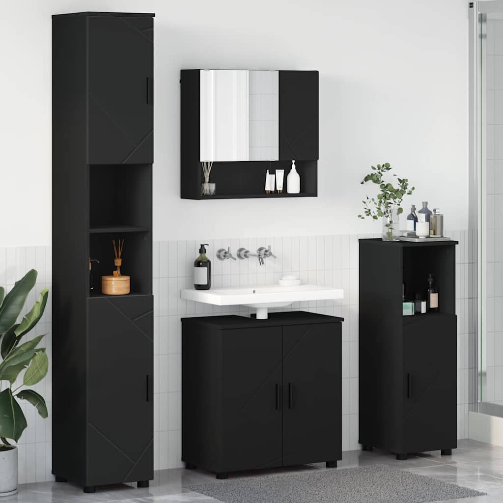 Badezimmermöbel Set 4 pcs Schwarz 61 x 35 x 64 cm Holzwerkstoff