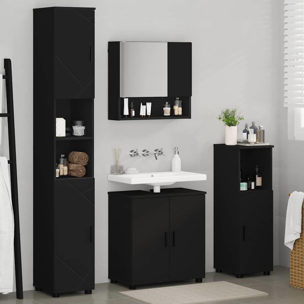 Badezimmermöbel Set 4 pcs Schwarz 61 x 35 x 64 cm Holzwerkstoff