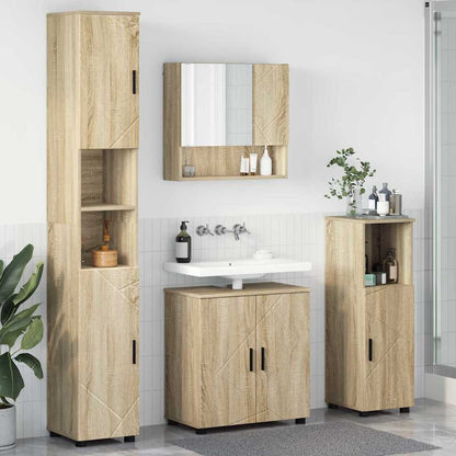 Badezimmermöbel Set mit Tür 4 pcs Sonoma-Eiche 61 x 35 x 64 cm