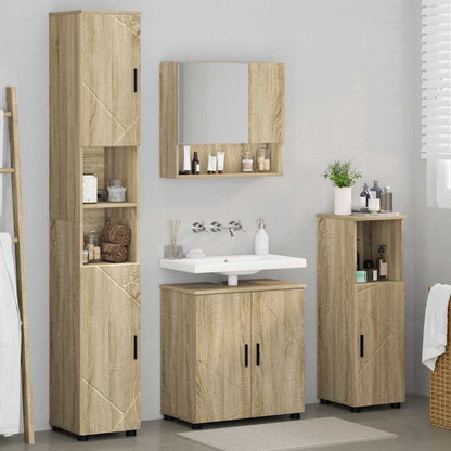 Badezimmermöbel Set mit Tür 4 pcs Sonoma-Eiche 61 x 35 x 64 cm