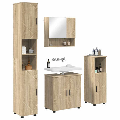 Badezimmermöbel Set mit Tür 4 pcs Sonoma-Eiche 61 x 35 x 64 cm